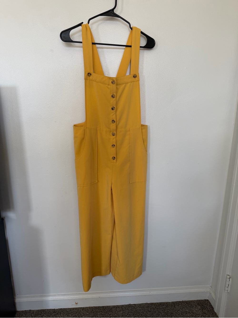 Good Luck Gem Mustard Yellow Button-Front Wide-Leg Jumpsuit